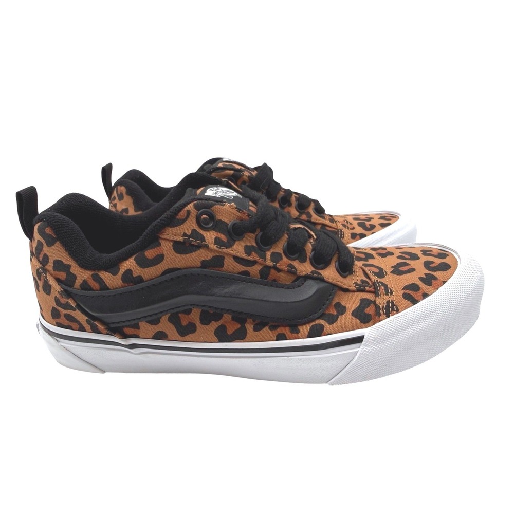Vans Ward Low Top Sneakers Juniors 6.5 Brown Leopard Print Excellent Skate Shoes
